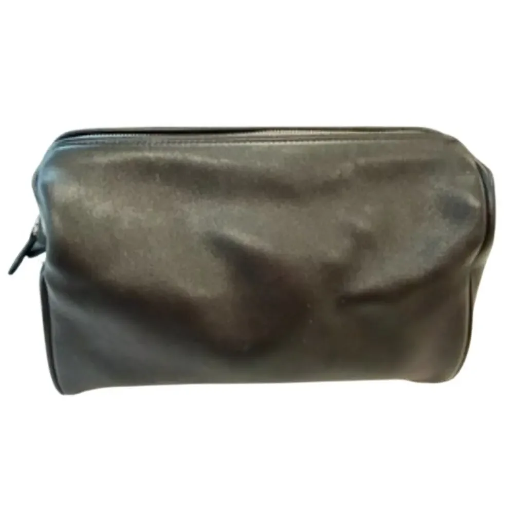 Coach black leather toiletry bag